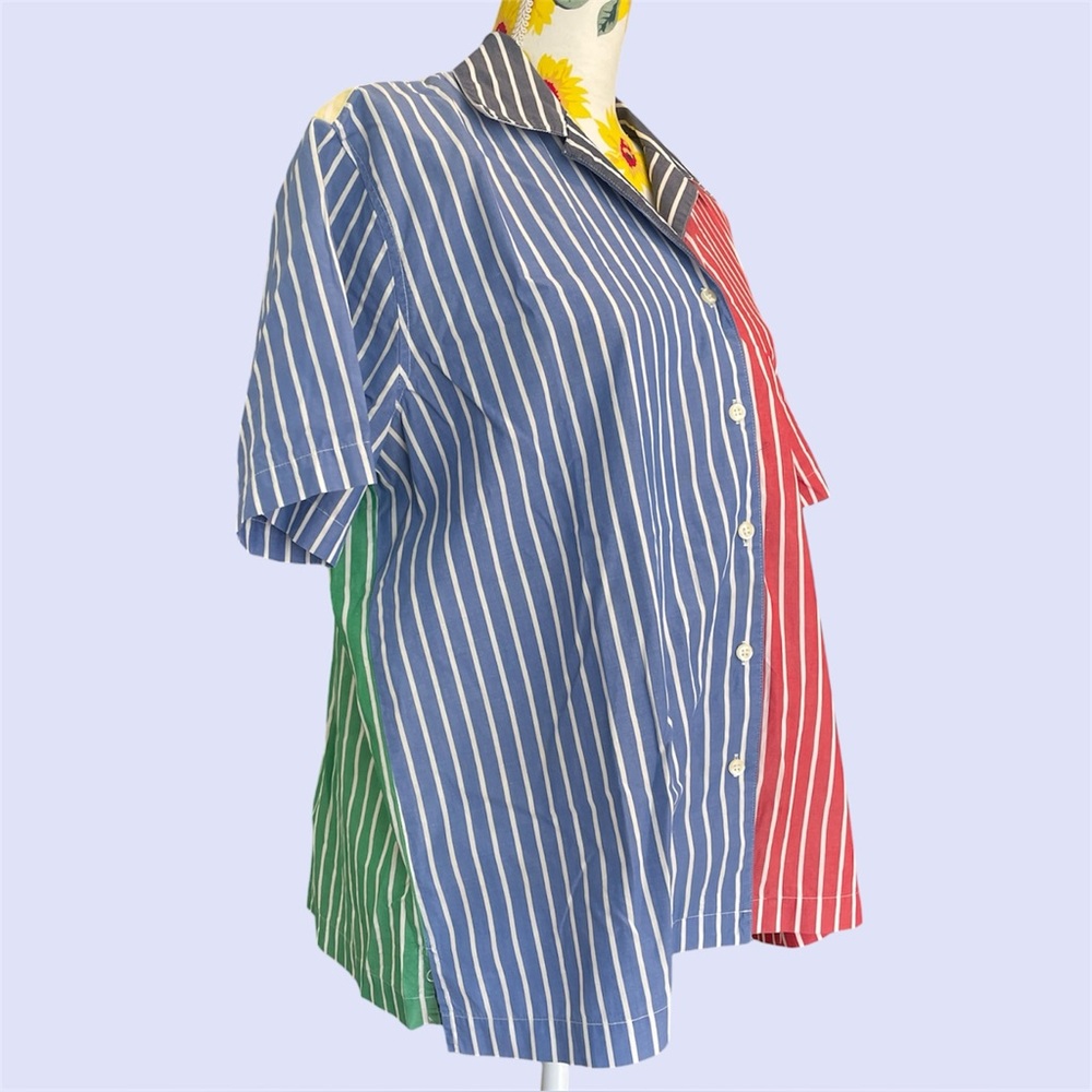 Jones New York Sport: Vintage Striped Colorblock Button Up Shirt | Size 1X